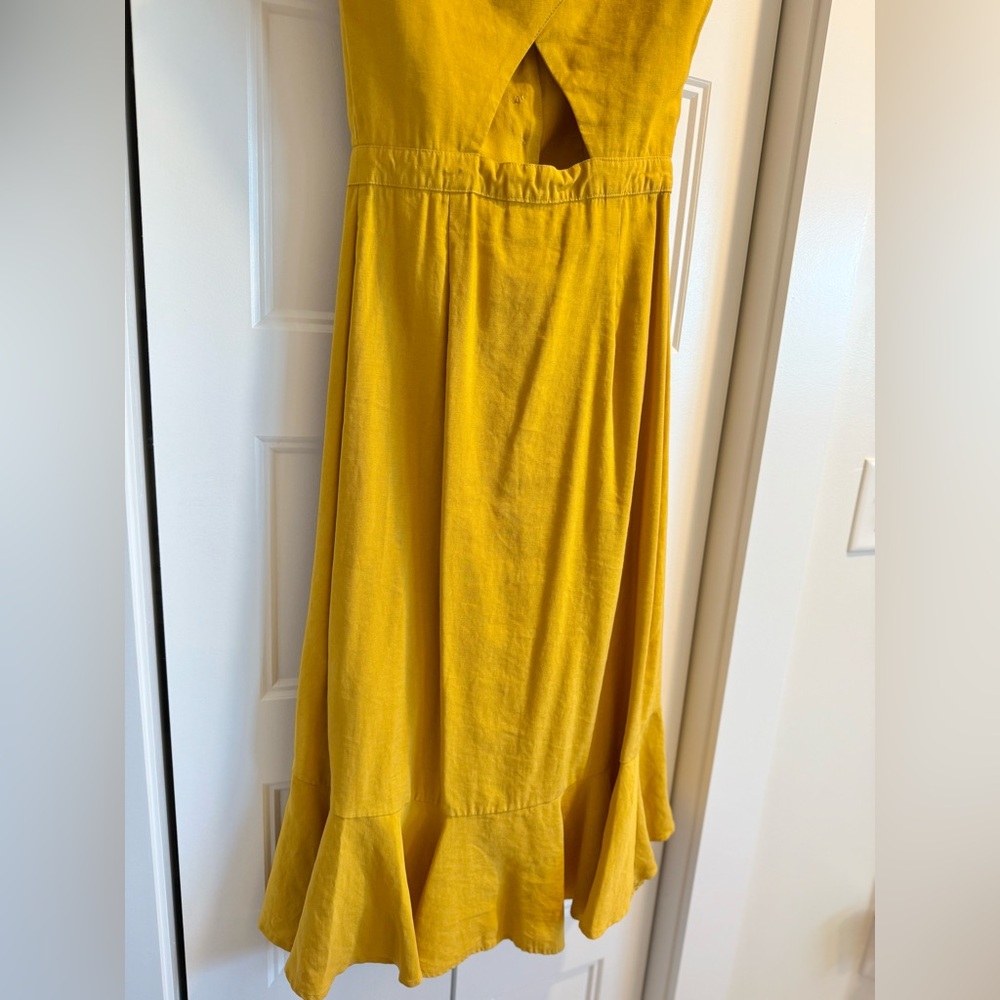 Lulus “When We First Met” Mustard Yellow Button Front Midi Dress 💛 Size XS - Picture 7 of 7